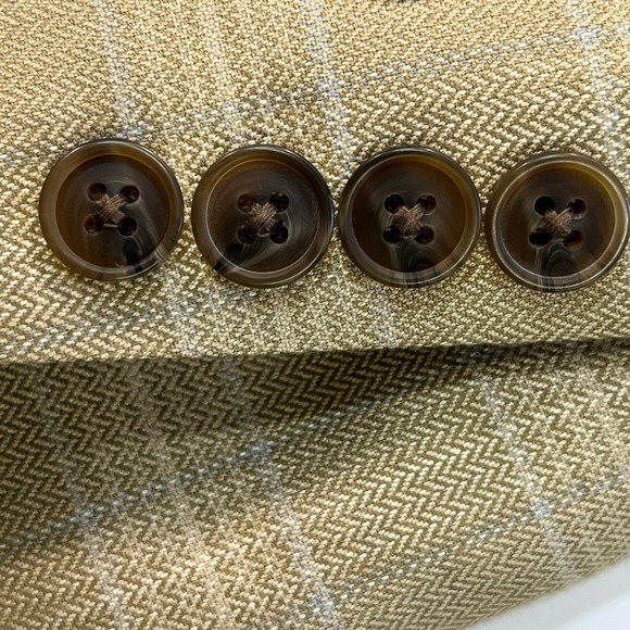 New Arnold Brant Bamboo Two Button Jacket Blazer Mens Beige Plaid Sz 42L $495new - Picture 8 of 10